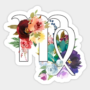 Virgo Horoscope Zodiac Rainbow Flowers Design Sticker